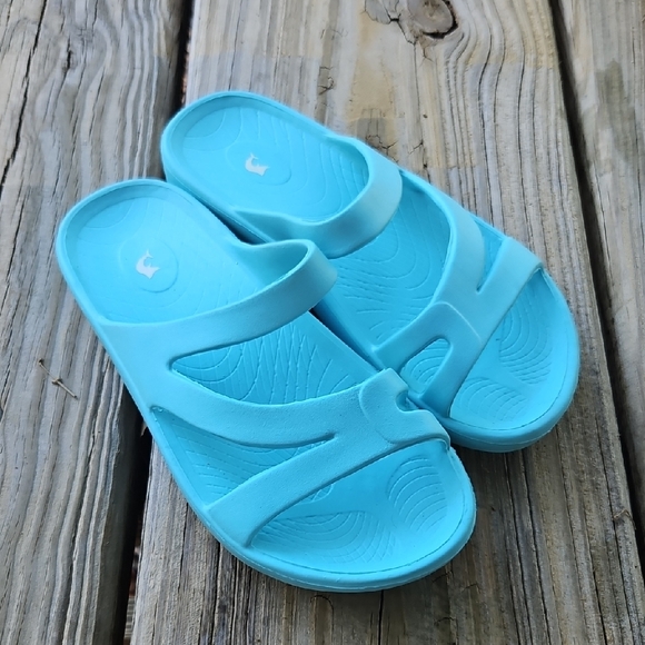 Womens Reel Legends Light Blue Slide Sandals Size W9 - Picture 1 of 4